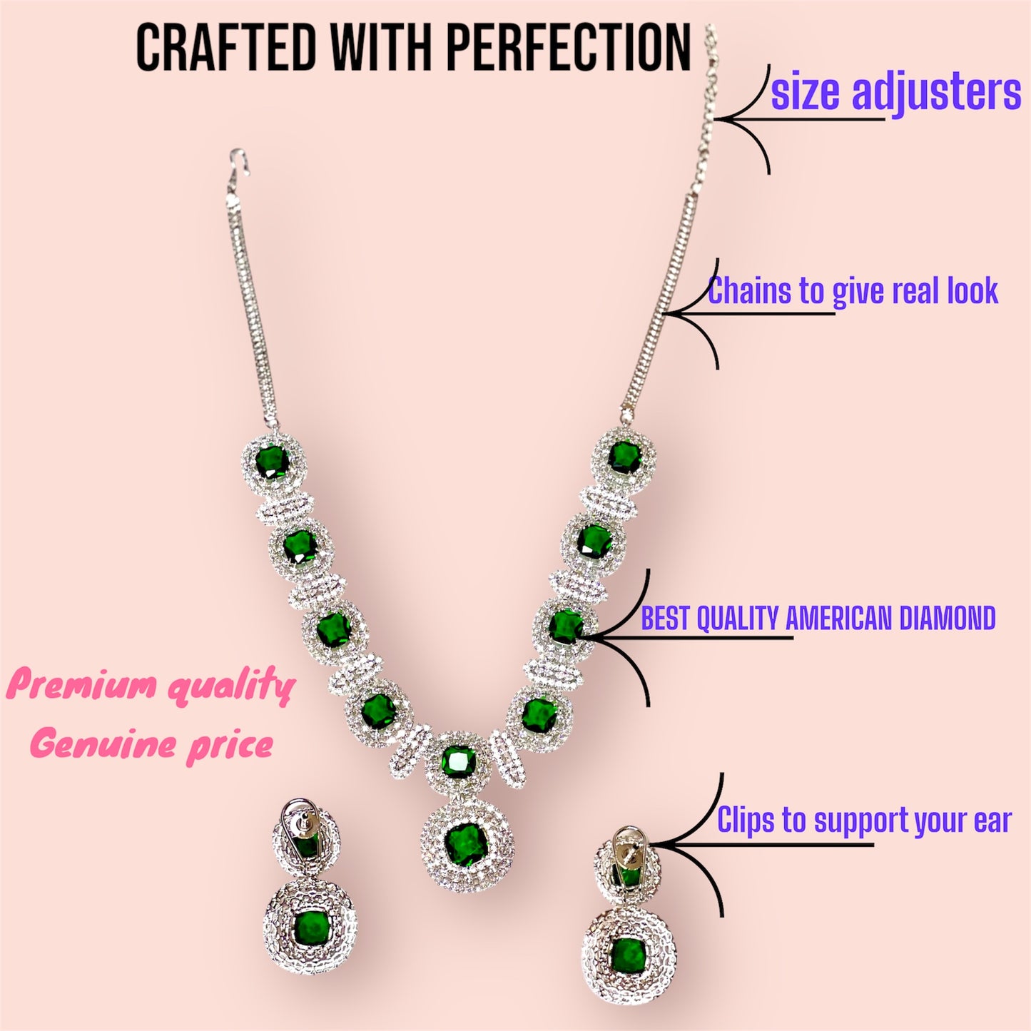 Elegant American Diamond Necklace Set for Women – Stunning Imitation Jewelry